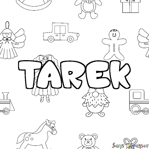 Coloriage prénom TAREK - d&eacute;cor Jouets