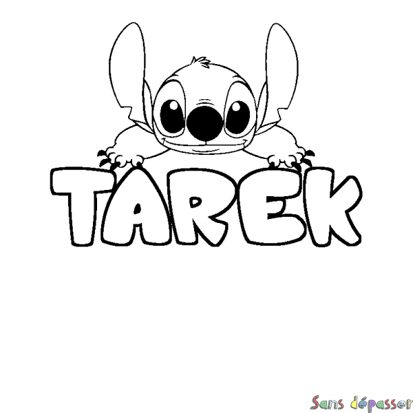 Coloriage prénom TAREK - d&eacute;cor Stitch