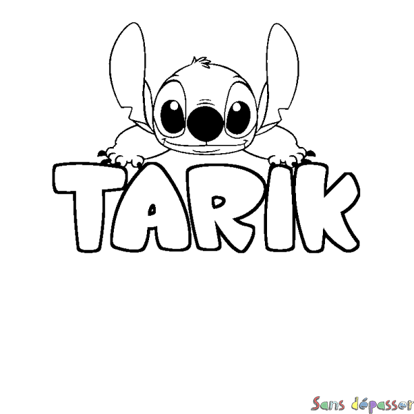 Coloriage prénom TARIK - d&eacute;cor Stitch
