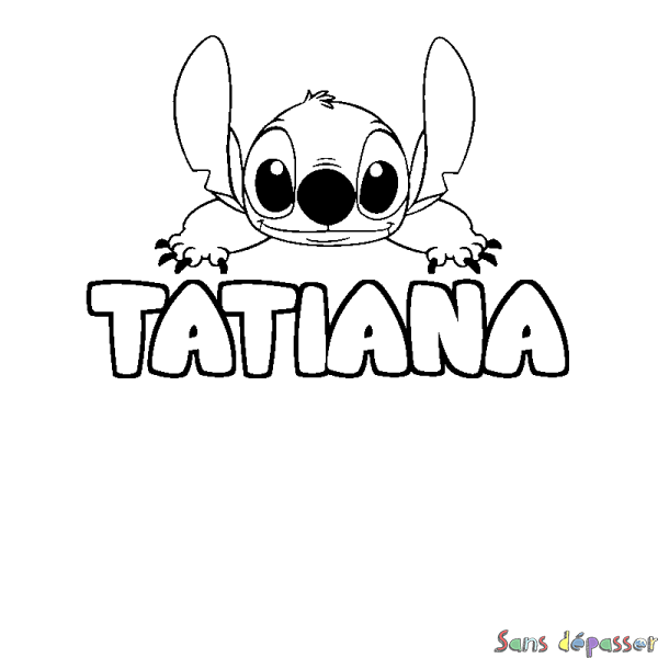 Coloriage prénom TATIANA - d&eacute;cor Stitch