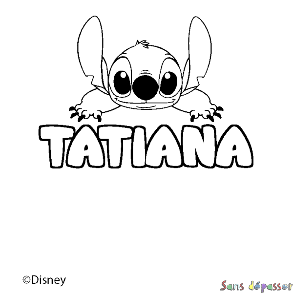 Coloriage pr&eacute;nom TATIANA - d&eacute;cor Stitch