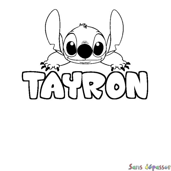 Coloriage prénom TAYRON - d&eacute;cor Stitch