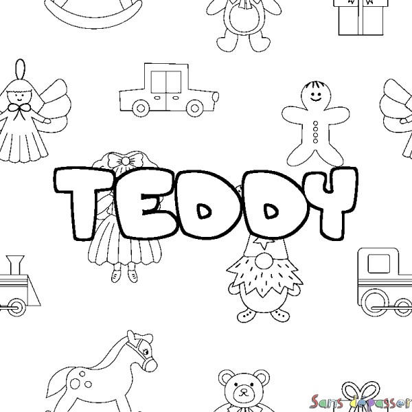 Coloriage prénom TEDDY - d&eacute;cor Jouets