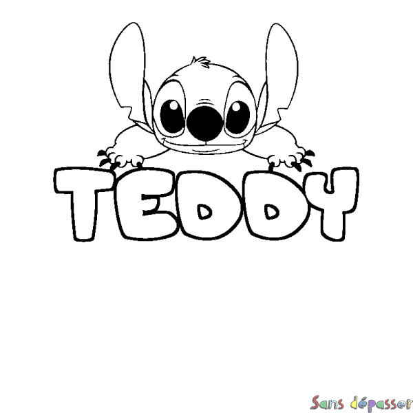 Coloriage prénom TEDDY - d&eacute;cor Stitch