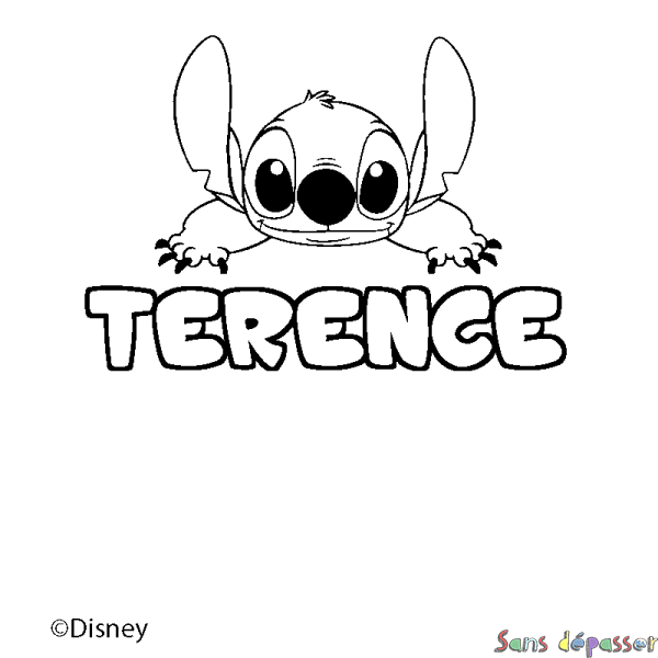 Coloriage pr&eacute;nom TERENCE - d&eacute;cor Stitch