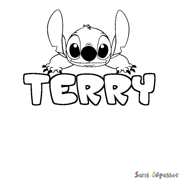Coloriage prénom TERRY - d&eacute;cor Stitch