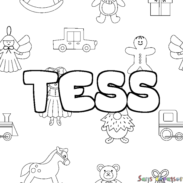 Coloriage prénom TESS - d&eacute;cor Jouets