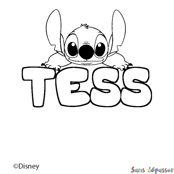 Coloriage pr&eacute;nom TESS - d&eacute;cor Stitch
