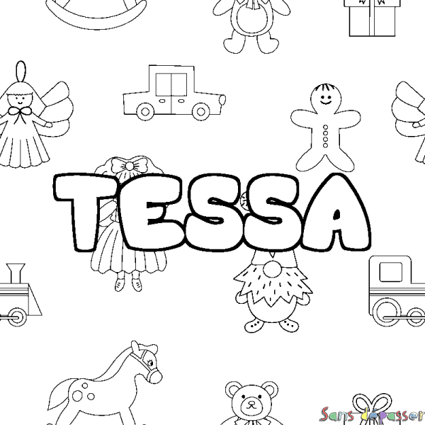 Coloriage prénom TESSA - d&eacute;cor Jouets