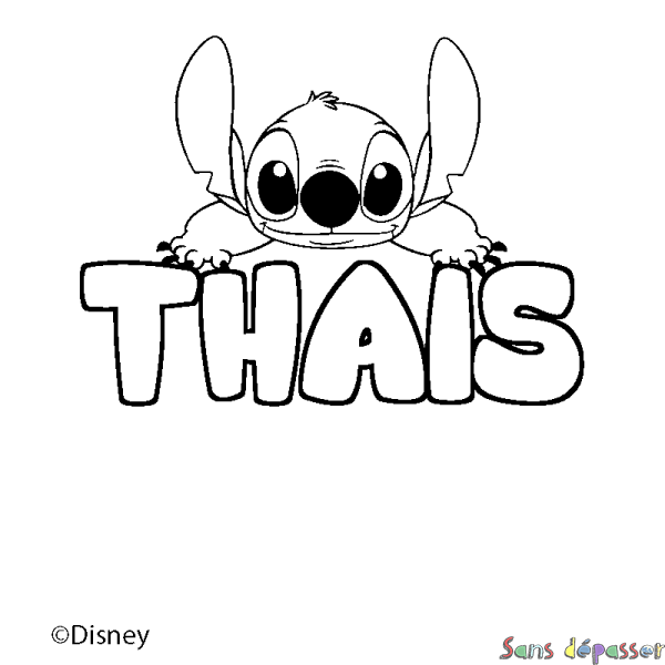 Coloriage pr&eacute;nom THAIS - d&eacute;cor Stitch