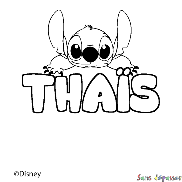 Coloriage pr&eacute;nom THA&Iuml;S - d&eacute;cor Stitch