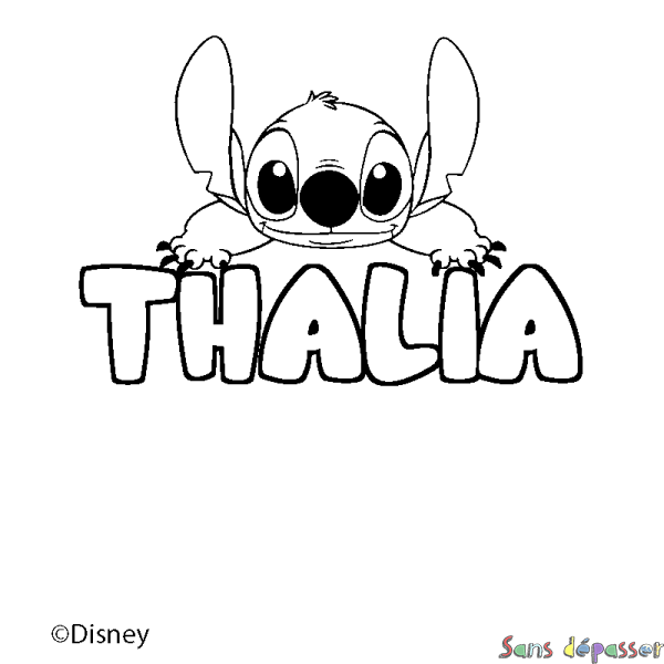 Coloriage pr&eacute;nom THALIA - d&eacute;cor Stitch