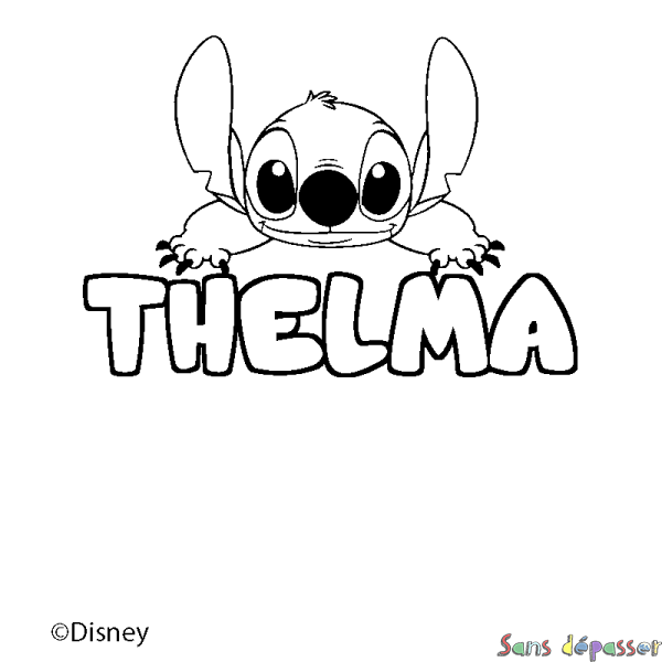 Coloriage pr&eacute;nom THELMA - d&eacute;cor Stitch