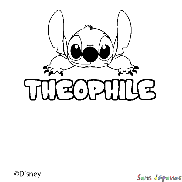 Coloriage pr&eacute;nom THEOPHILE - d&eacute;cor Stitch