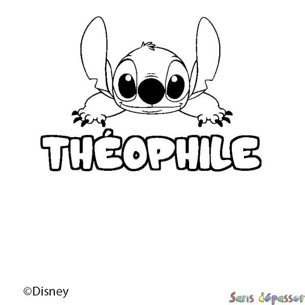 Coloriage pr&eacute;nom TH&Eacute;OPHILE - d&eacute;cor Stitch