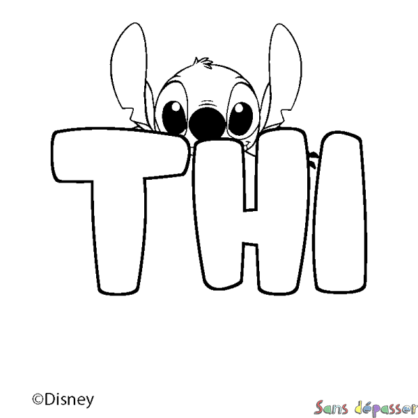 Coloriage pr&eacute;nom THI - d&eacute;cor Stitch