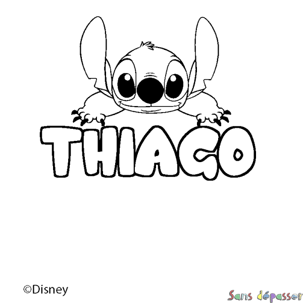 Coloriage pr&eacute;nom THIAGO - d&eacute;cor Stitch