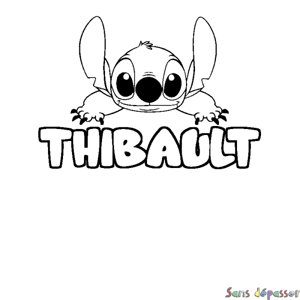 Coloriage prénom THIBAULT - d&eacute;cor Stitch