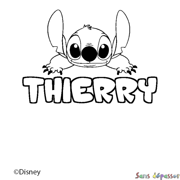 Coloriage pr&eacute;nom THIERRY - d&eacute;cor Stitch