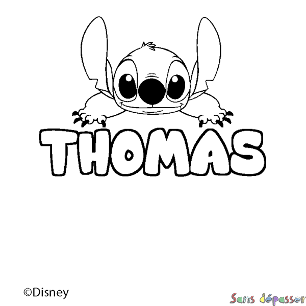 Coloriage pr&eacute;nom THOMAS - d&eacute;cor Stitch