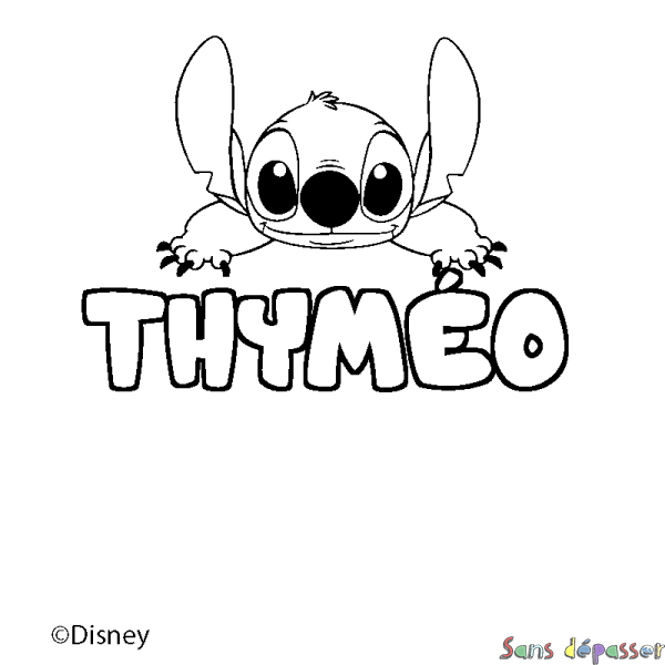 Coloriage pr&eacute;nom THYM&Eacute;O - d&eacute;cor Stitch