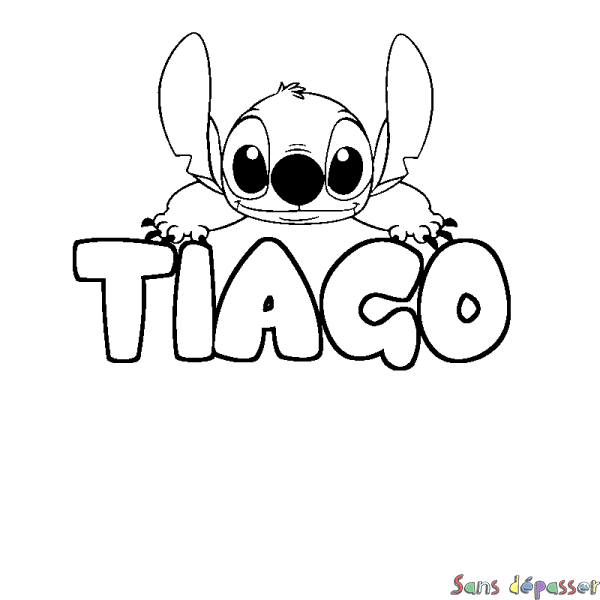 Coloriage prénom TIAGO - d&eacute;cor Stitch