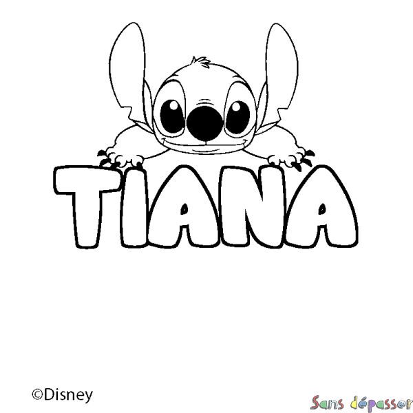 Coloriage pr&eacute;nom TIANA - d&eacute;cor Stitch