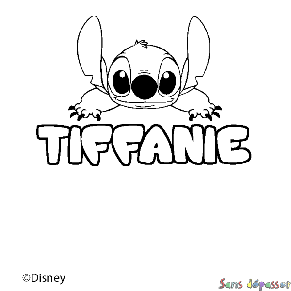 Coloriage pr&eacute;nom TIFFANIE - d&eacute;cor Stitch