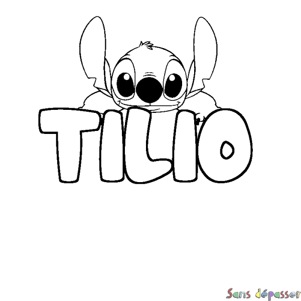 Coloriage prénom TILIO - d&eacute;cor Stitch