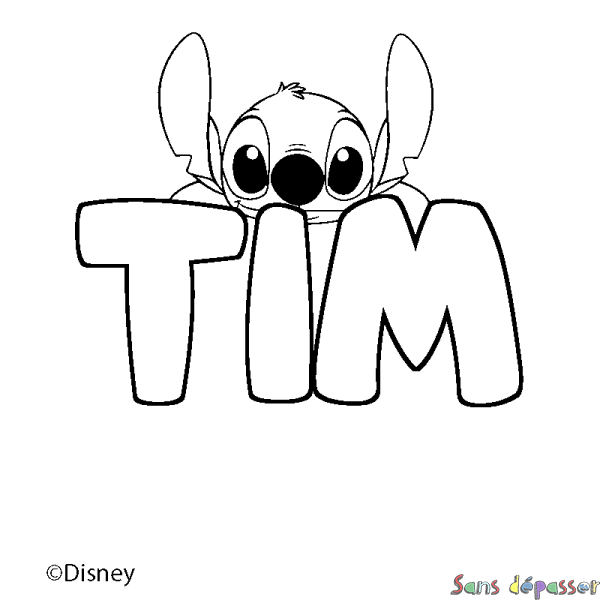 Coloriage pr&eacute;nom TIM - d&eacute;cor Stitch