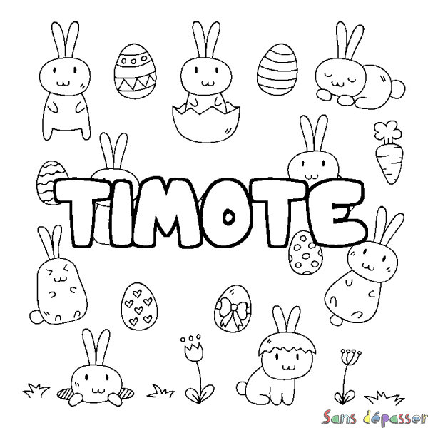 Coloriage prénom TIMOTE - d&eacute;cor Paques