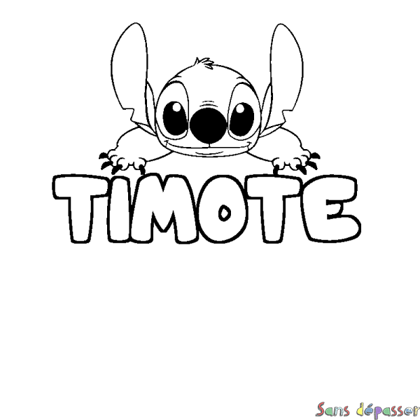 Coloriage prénom TIMOTE - d&eacute;cor Stitch