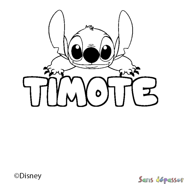Coloriage pr&eacute;nom TIMOTE - d&eacute;cor Stitch