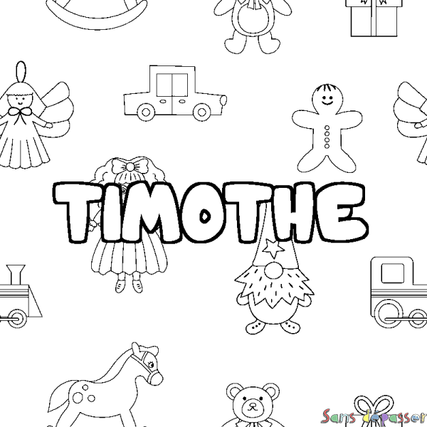 Coloriage prénom TIMOTHE - d&eacute;cor Jouets