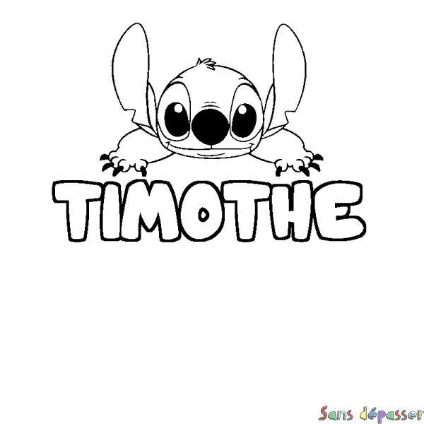 Coloriage prénom TIMOTHE - d&eacute;cor Stitch