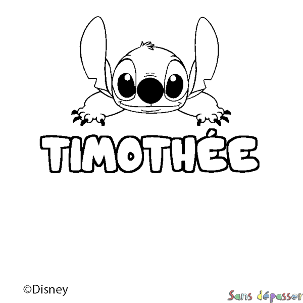 Coloriage pr&eacute;nom TIMOTH&Eacute;E - d&eacute;cor Stitch