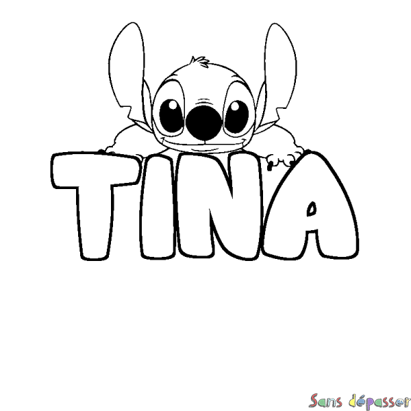 Coloriage prénom TINA - d&eacute;cor Stitch