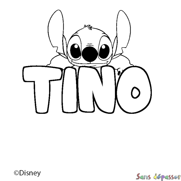 Coloriage pr&eacute;nom TINO - d&eacute;cor Stitch