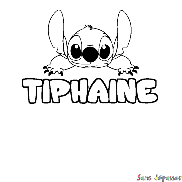 Coloriage prénom TIPHAINE - d&eacute;cor Stitch
