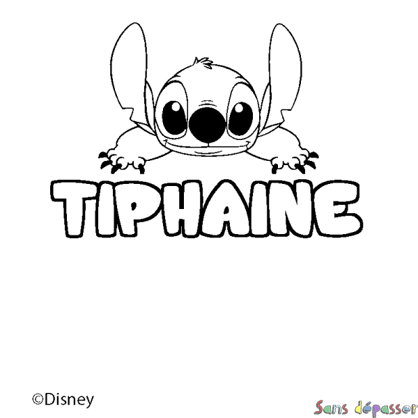 Coloriage pr&eacute;nom TIPHAINE - d&eacute;cor Stitch