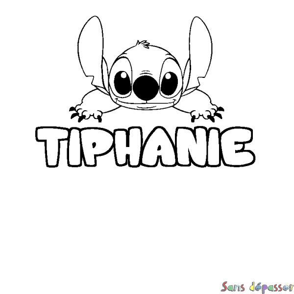 Coloriage prénom TIPHANIE - d&eacute;cor Stitch