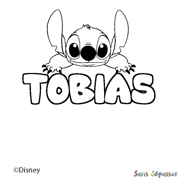 Coloriage pr&eacute;nom TOBIAS - d&eacute;cor Stitch
