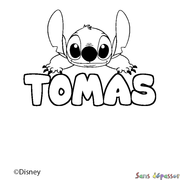Coloriage pr&eacute;nom TOMAS - d&eacute;cor Stitch