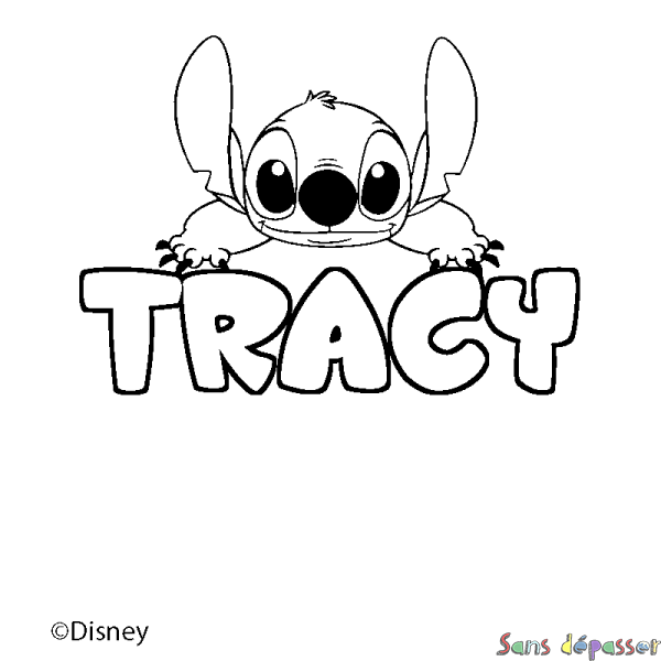 Coloriage pr&eacute;nom TRACY - d&eacute;cor Stitch