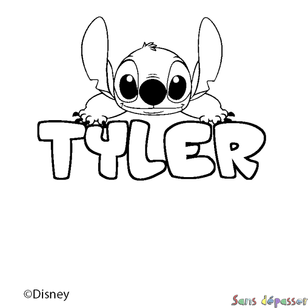 Coloriage pr&eacute;nom TYLER - d&eacute;cor Stitch