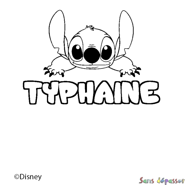 Coloriage pr&eacute;nom TYPHAINE - d&eacute;cor Stitch