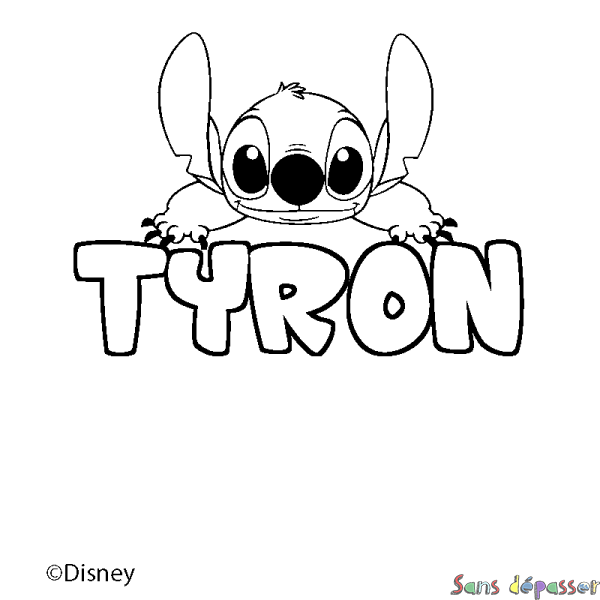 Coloriage pr&eacute;nom TYRON - d&eacute;cor Stitch