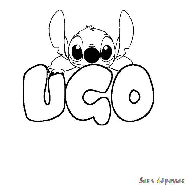 Coloriage prénom UGO - d&eacute;cor Stitch