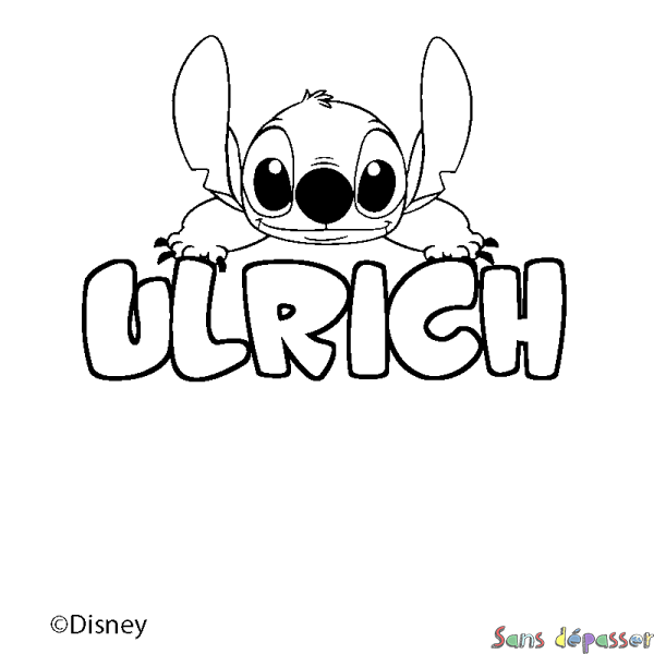Coloriage pr&eacute;nom ULRICH - d&eacute;cor Stitch