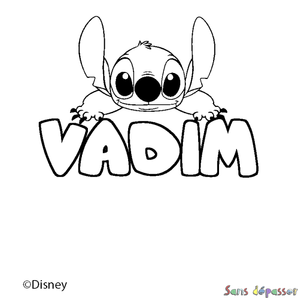 Coloriage pr&eacute;nom VADIM - d&eacute;cor Stitch